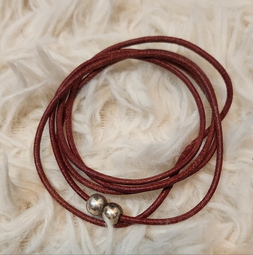 Elegant Red Leather Wrap Bracelet with Silver Magnet Clasp